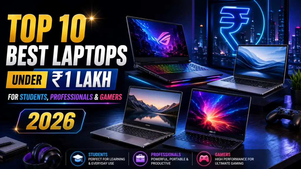 Top 10 Best Laptops Under ₹1 Lakh for Students, Professionals & Gamers (2026)