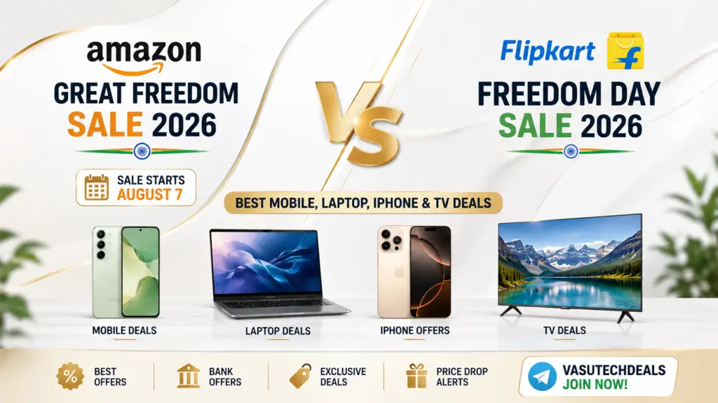 Amazon Great Freedom Sale vs Flipkart Freedom Day Sale 2026 Best Mobile, Laptop, iPhone & TV Deals Starting August 7