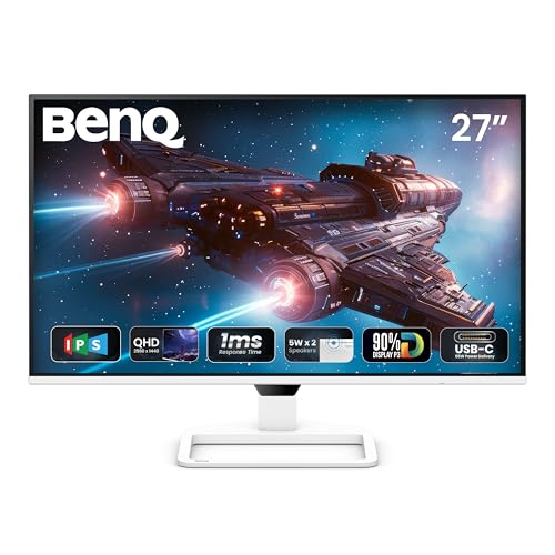 BenQ BenQ EW270Q 27″ (68.58 cm) 2K QHD 200Hz IPS Gaming Monitor | HDRi|1200:1 Contrast|90% P3 Gamut|350 nits|Built-in-Speakers(5W X2)|AMD FreeSync Premium|USB-C (65 W), HDMI|Game Color Mode(White)