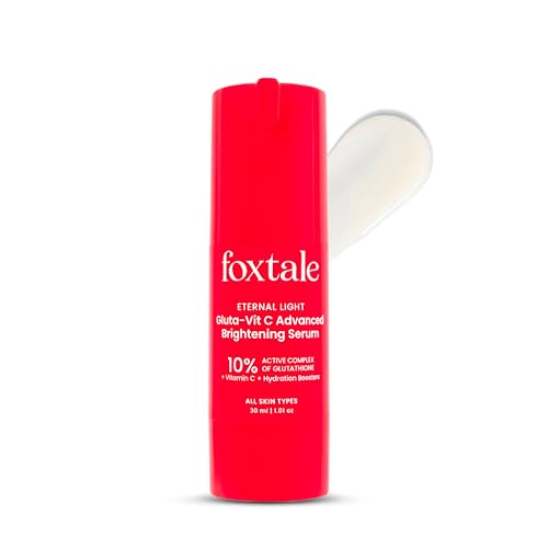 FoxTale Foxtale 10% Vitamin C-Glutathione Brightening Face Serum for Glowing Skin, Treats Dark Spots, Pigmentation & Dullness, Beginner & Sensitive Skin Friendly | All Skin Types | Women & Men | 30ml