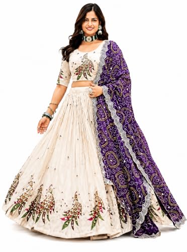 GAIHARO FASHION GAIHARO FASHION Women’s Vichitra Fabric Embroidered Semi-Stitched Lehenga Choli with Dupatta | Designer Bridal Lehenga Set for Wedding | Heavy Embroidery Work for Women