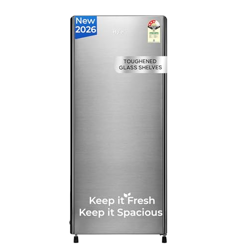 Haier Haier 190 L 3 Star Direct Cool Single Door Refrigerator with Fast Ice Making, Easy Clean Back, Large Vegetable Box (HED-203TDSA-N, Dazzle Steel, 2026 Model)