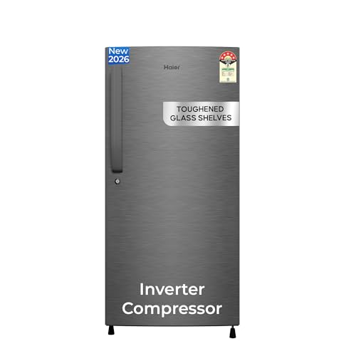 Haier Haier 190 L 5 Star Direct Cool Inverter Single Door Refrigerator with Fast Ice Making, Easy Clean Back, Large Vegetable Box (HED-205DSA-P, Dazzle Steel, 2026 Model)