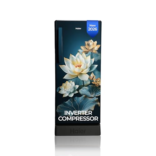 Haier Haier 190 L 5 Star Direct Cool Inverter Single Door Refrigerator with Fast Ice Making, Easy Clean Back, Large Vegetable Box (HED-205TGCBA-N, Green Camellia, Base Stand Drawer, 2026 Model)