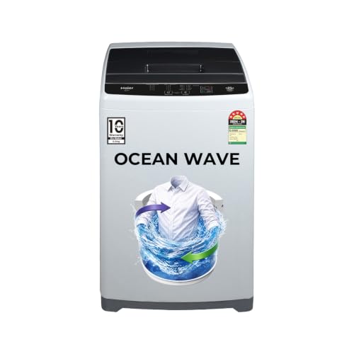 Haier Haier Smart Choice 6 kg 5 Star Oceanus Wave Drum Washing Machine Fully Automatic Top Load (HWM60-AEN, Moonlight Silver)