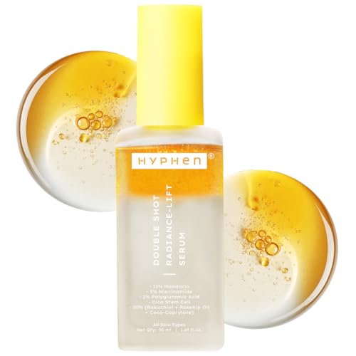 Hyphen Hyphen 18% Brightening + 20% Collagen Face Serum | Double Shot Serum with 11% Mandarin 5% Niacinamide 2% PGA & Bakuchiol | Summer Skincare | Brightening, Hydrating & Collagen Boost for Dry Skin – 50ml