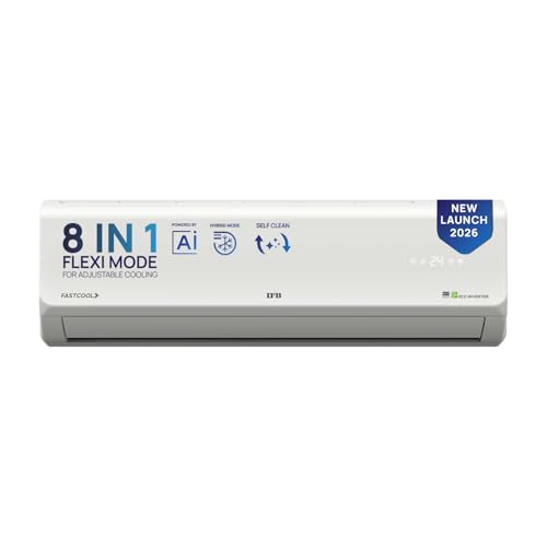 IFB IFB 0.95 Ton 3 Star 2026 AI Powered Inverter Split Air Conditioner with Hybrid Mode, 8-in-1 Flexi Mode, Heavy Duty Compressor, Long Air Throw, Self Clean, Copper Condenser (CI133SL11RGM3,White)