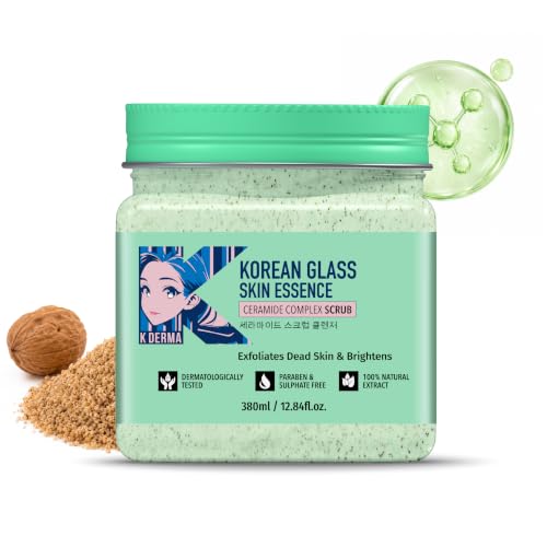 K Derma DR.RASHEL Korean Glass Skin Essence, Rice Water & Ceramide Face & Body Scrub, 380 ml