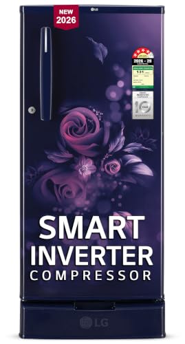 LG LG 185 L, 4 Star, Smart Inverter, Direct Cool Single Door Refrigerator (GLD1945ZOBE, Blue Euphoria, Base stand with Drawer)