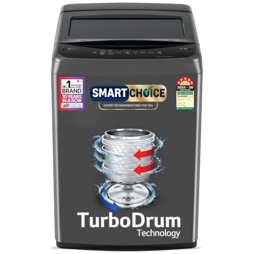 LG LG 7 Kg 5 Star Smart Inverter Technology Fully Automatic Top Load Washing Machine (T70VBMB1Z, Auto Prewash, Turbodrum, Stainless Steel drum, LED Display, Smart Diagnosis Middle Black)
