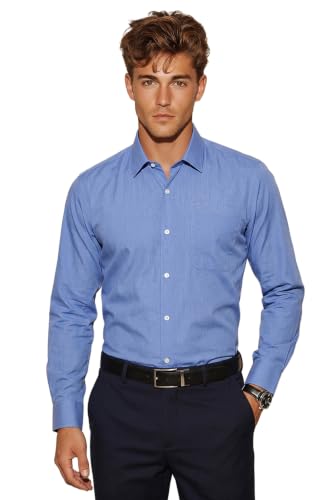 Peter England Peter England Men’s Everyday Solid Slim Fit Full Sleeve Formal Shirt | Cotton-Rich, Blue