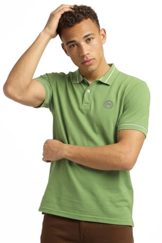 Peter England Peter England Men’s Regular Fit Branded Insignia Half Sleeve Polo T-Shirt | Cotton Rich | Premium Pique Weave Forest Green
