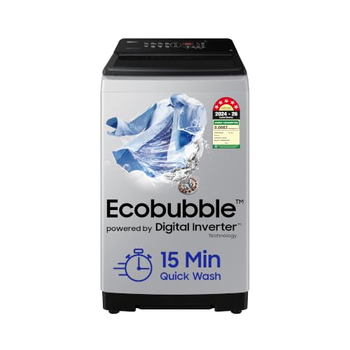 Samsung Samsung Smart Choice 8 kg, 5 star, Eco Bubble Tech, Digital Inverter Motor, Soft Closing Door, Fully-Automatic Top Load Washing Machine (WA80BG4441BGTL, Light Gray)