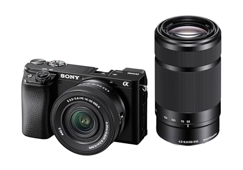 Sony Sony New Alpha ILCE-6100X (Previously ILCE-6100Y) with Upgraded SELP1650 (Ver 2) Power Zoom Lens + SEL55210 Lens | 24.2 MP | APS-C Sensor | Fast Auto Focus | Tiltable LCD – Black