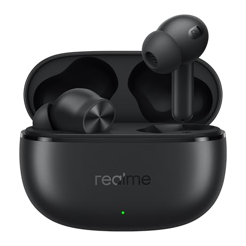 realme realme Buds T200x True Wireless Earbuds with 12.4mm Dynamic Bass Drivers, 25 dB ANC, Quad Mic, 45ms Latency, Upto 48 Hrs Playback, Fast Charge, IP55 Rated, BT 5.4 (Pure Black)
