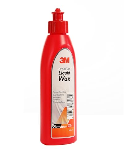 3M 3M Premium Liquid Wax, Restores Car Paint Gloss and Lustre, Water Repellent, UV Protection (200ml, Pack of 1)