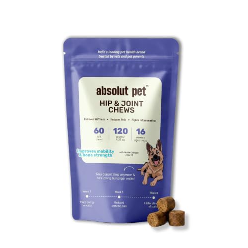 ABSOLUT PET Absolut Pet Hip & Joint Chews for Dogs | 60 Chews | Advanced hip & joint chews with glucosamine, chondroitin & collagen for improved mobility & bone strength.