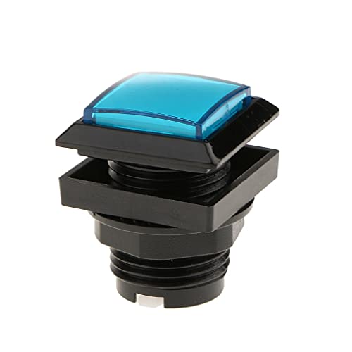 ATORSE UJEAVETTE 33mm Square Game Machine Arcade Push Button + LED Illuminated Switch DC12V Blue