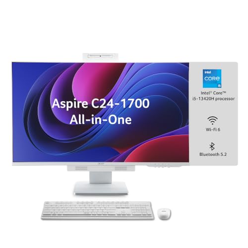 Acer Acer Aspire C24 60.5cm (24″) Full HD IPS Display All in One (AIO) Desktop Intel Core i5-13420H Processor (Win11 Home/16 GB/512 GB SSD/Microsoft Office) Full HD Webcam, Wireless Keyboard & Mouse