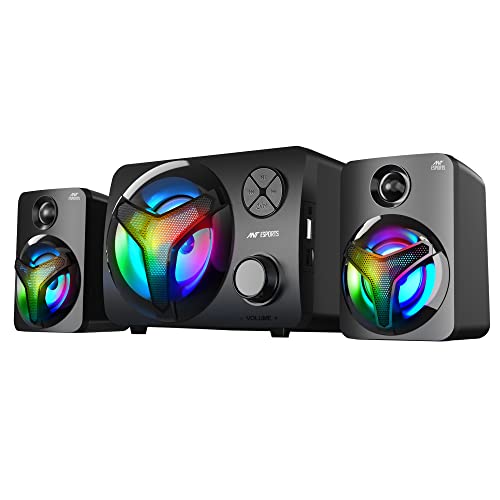 Ant Esports Ant Esports GS350 Pro 2.1 Gaming Speakers, 2 * 5W Speakers 1 * 5W Subwoofer, USB Powered Bluetooth Speaker with 3.5mm AUX, in-Line Volume Control & RGB Lights for PC,Laptop, Tablet & Mobile