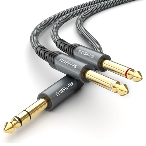 BlueRigger BlueRigger 6.35mm Instrument Cable 6FT (Male TS ¼ Inch to 2 Port 6.35 mm Speaker Cables, ¼” Amp Cord, Stereo Audio Interconnect Cable) Compatible with Speaker, Guitar, Amplifier, Keyboard