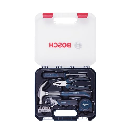 Bosch BOSCH 12-Piece Hand Tool Kit for Home | Screwdriver, Plier, Wrench & More | Professional Precision Tools | Ergonomic & Rust-Resistant | Hard Case | Blue