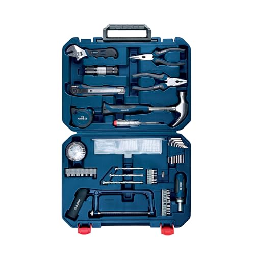 Bosch BOSCH ‎ All-in-One Hand Tool Kit, 108 Pieces, Rachet Screwdriver & Allen Key, Multiple Drill Bits, Additional Performance Tool, Blue, Hard Case