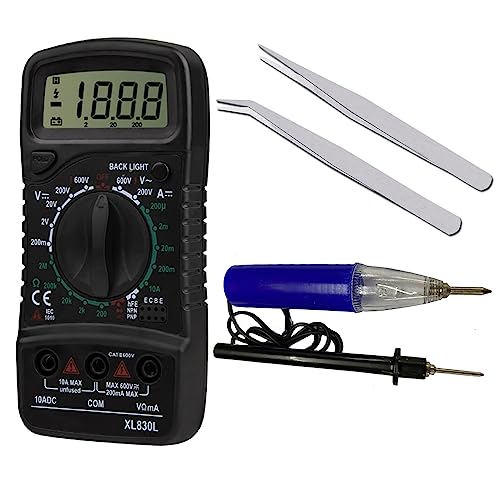 CRAFTS HAVELI Digital Tester Combo Set – Multimeter 830, 2pcs Tweezers & Continuity Tester for Electronics, DIY Projects & Electrical Repairs