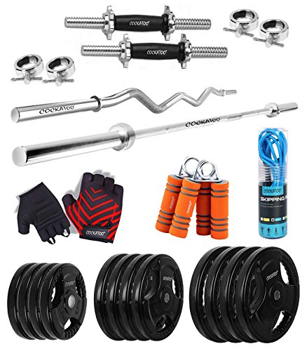 Cockatoo Cockatoo Professional Gym Training Home Gym Set with Regular Metal Integrated Rubber Plates – 20 Kg (10 Kg to 100 Kg)