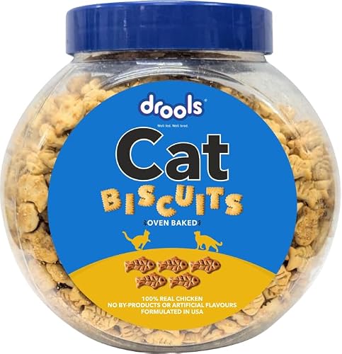 Drools Drools All Life Stages Cat Biscuit 110g Jar | Chicken Flavour | Dental Health | Lustrous Shiny Coat | Vitamins & Minerals