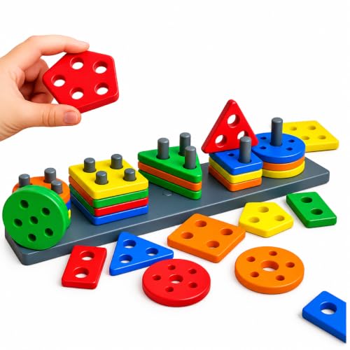 EITHEO EITHEO Geometric Angle Blocks for Kids | 26 Pcs Montessori Sorting & Stacking Educational Toy | Colorful Shape Sorter Puzzle 1-3 Years | Learning Activity Toy for Boys & Girls