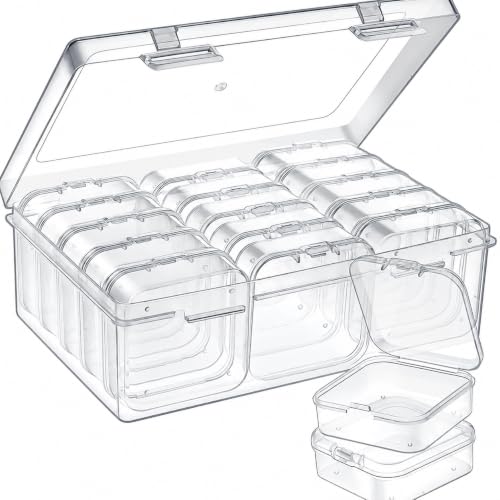 EarthIQ EarthIQ Transparent Jewelry Storage Box | Multiple Individual Containers, For Earrings, Rings, Necklaces, Beads, Charms, Craft Supplies & Small Accessories