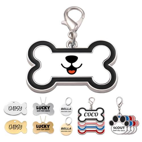 Ecrvtbynmu Ecrvtbynmu Dog Tags with Custom Text Customize Personalized Pet ID Tag for Dog and Cat, Dog Bone