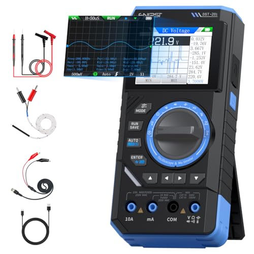 FNIRSI FNIRSI DST-201 3IN1 Digital Multimeter 19999 Counts TRMS, 1MHz Bandwidth Handheld Oscilloscope Multimeter DDS Generator, 5MSa/s Sample Rate, AC/DC Voltage Current Capacitor Resistor Diode By Skyking
