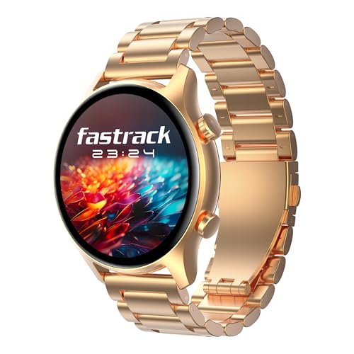 Fastrack Fastrack Astor FR2 Pro 1.43″ AMOLED Stainless Steel Smart Watch with SpO2, Heart Rate, BT Calling, Adaptive AOD,Functional Crown, AI Voice Assistant – Smartwatch for Stylish Professionals (Rose Gold)