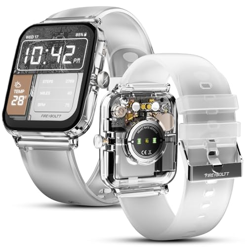 Fire-Boltt Fire-Boltt Ninja Phantom Smart Watch 1.83” Display, Transparent Clear Body Design, Bluetooth Calling, 120+ Sports Modes, Voice Assistant, AI Outfit Watch Face Smartwatch for Men & Women Stealth White