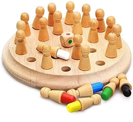 Fun4you Fun4you Wooden Memory Chess Color Matching Game Montessori Brain Booster Board Game for Kids 3-10 Years Educational Toy Birthday Gift for Boys and Girls
