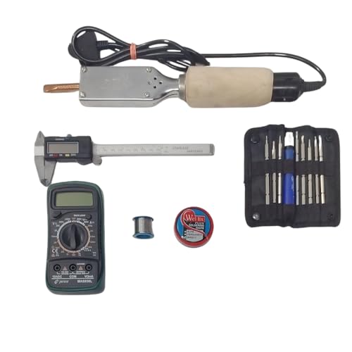 Generic Vtronix 220V Heavy-Duty 240Watts Soldering Iron, Screwdriver Set, Multimeter, Vernier Caliper, 15Gm Soldering Paste & Solder Wire Wick | Machine for Home, Industrial & Electronics Workshop (240W)