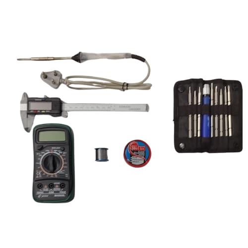 Generic Vtronix 220V Heavy-Duty 25Watts LED Soldering Iron, Screwdriver Set, Multimeter, Vernier Caliper, 15Gm Soldering Paste & Solder Wire Wick | Machine for Home, Industrial & Electronics Workshop