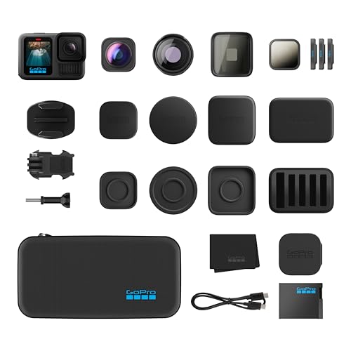 GoPro GoPro HERO13 Black + HB-Series Lens Collection – Includes Macro Lens, Ultra Wide Lens, 4 ND Filters, Anamorphic Lens, and Premium Case