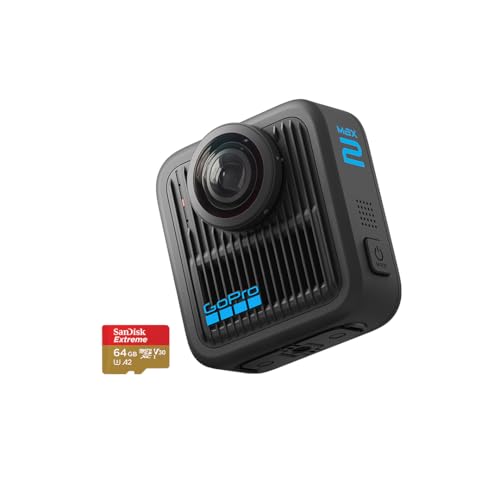 GoPro GoPro MAX2 True 8K 360° Waterproof Action Camera, 29MP Photos, Slo-Mo, HyperSmooth Stabilization, Replaceable Lenses, 6 Mics, 64GB SD Card, Easy Quick App Editing