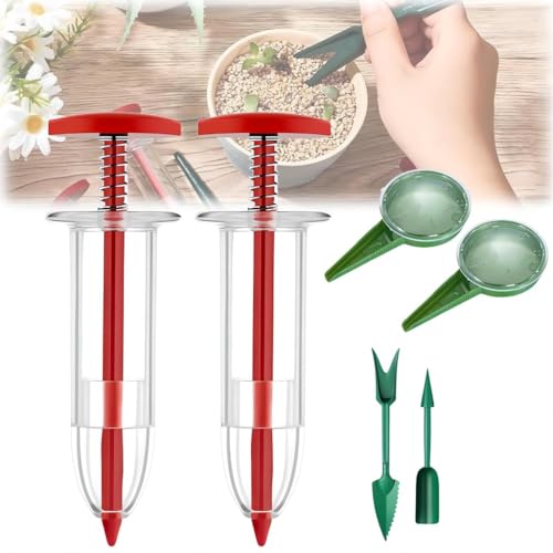 HASTHIP HASTHIP Mini Seed Planter Set 6 Pcs Manual Seeder Tool Kit for Pots | Precise Sowing, Easier Small Seed Handling, Plastic Tools, 6-Piece Kit for Indoor and Outdoor Pots, Rinse and Dry After Use