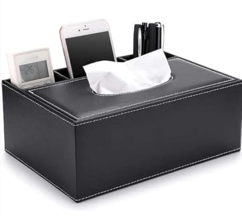 Handcuffs Handcuffs Desk Organiser Office Table Tissue Holder | PU Leather | Remote Stand | Storage Case | Stationery Box | Mobile | Phone | Pen | Pencil | Organizer (Black)