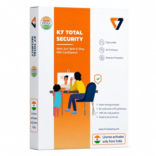K7 Security K7 Total Security Antivirus | 1 User 2 Years | Anti-Ransomware, Web Protection, Wi-Fi Security Advisor | Windows Desktop, Laptop, PC| Email Delivery in 2 hours