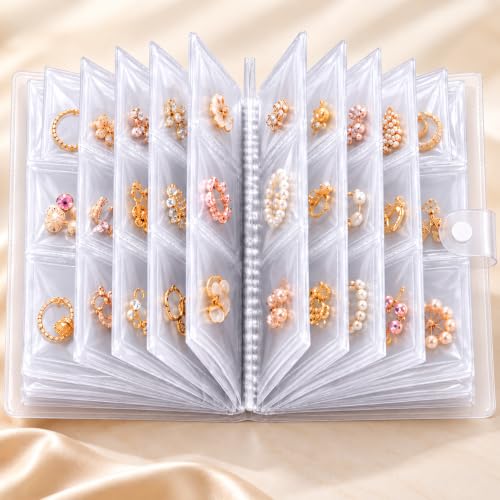 KERIOZE KERIOZE Transparent Jewelry Organizer Book with 84 Slots | Zippered PVC Pouches, Travel Jewelry Holder, Earrings & Rings Storage, Necklaces & Bracelets, Accessories Organiser