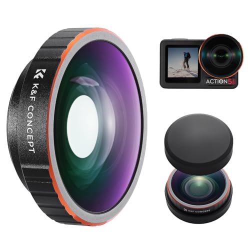 K&F CONCEPT K&F CONCEPT Wide-Angle Lens Compatible with DJI Osmo Action 5 Pro, Screw On 185° Wider View Multi-Coated Optical Glass Action Camera Accessories for Osmo Action 4