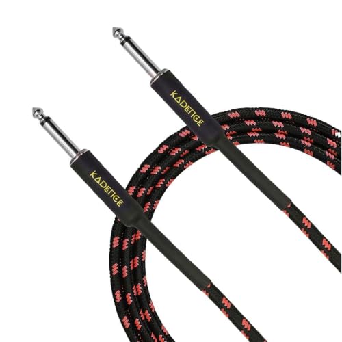 Kadence Kadence KJJ-5M Jamming Series 5m Instrument Cable | 6.35 mm TS Mono Jack | Braided Tangle-Resistant Sleeve | Low-Noise OFC Core | Black & Red
