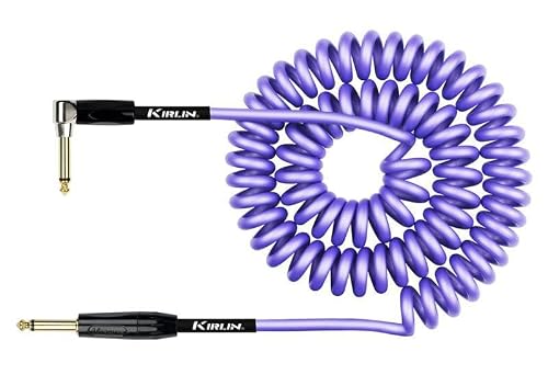 Kirlin Kirlin Premium Coil Instrument Cable for Electric Guitar, Bass & Keyboard Right Angle 10 Meter Purple IPK-222BFGL-PUE