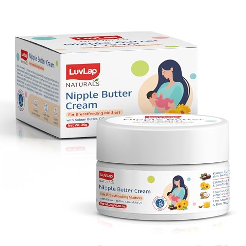 LuvLap LuvLap Naturals Nipple Butter Cream for Sore & Cracked Dry Nipples, 100% Natural, Safe for Baby & Breast Feeding Moms, No Taste & Odour, Dermatologically Tested, Maternity Essential, 25g