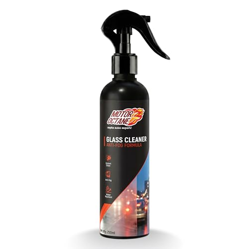 MOTOROCTANE MotorOctane Car Glass Cleaner Spray | 250ml | Anti-Fog Formula | Streak Free Shine for Car Windshields, Windows & Mirrors | Water Repellent Shield | Removes Dirt, Grim & Oily Film from Glass